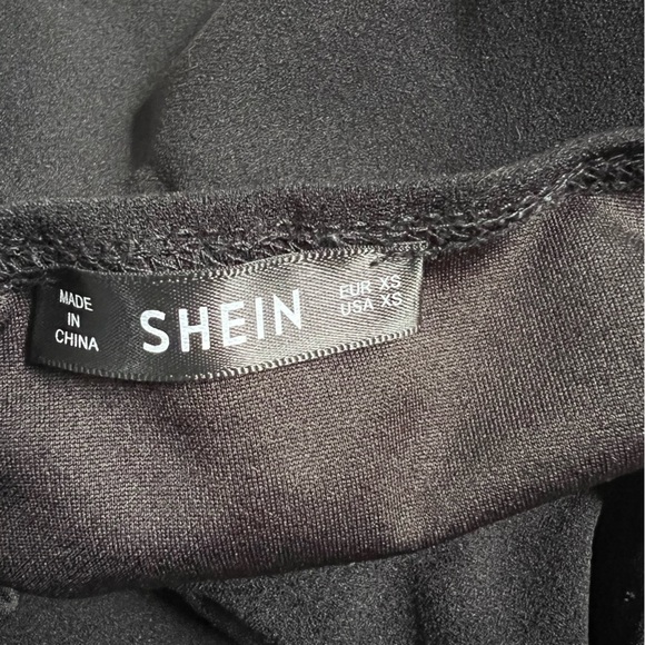 SHEIN BLACK ASYMMETRICAL HEM BODY CON WRAP DRESS SIZE EXTRA SMALL - Picture 6 of 8